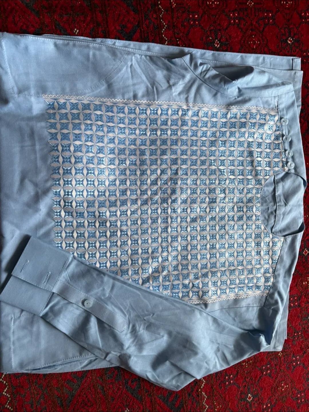 Men's Light Blue Afghani suit. Kurta with pants image indicator(5)