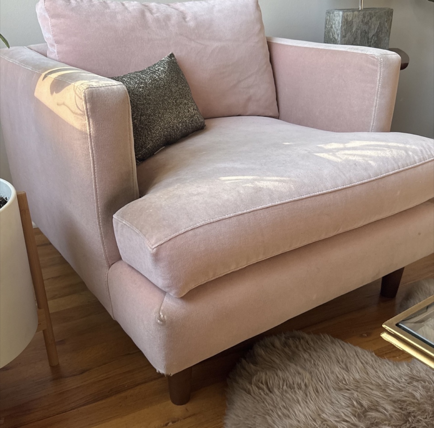 Pink Velvet Accent Chair