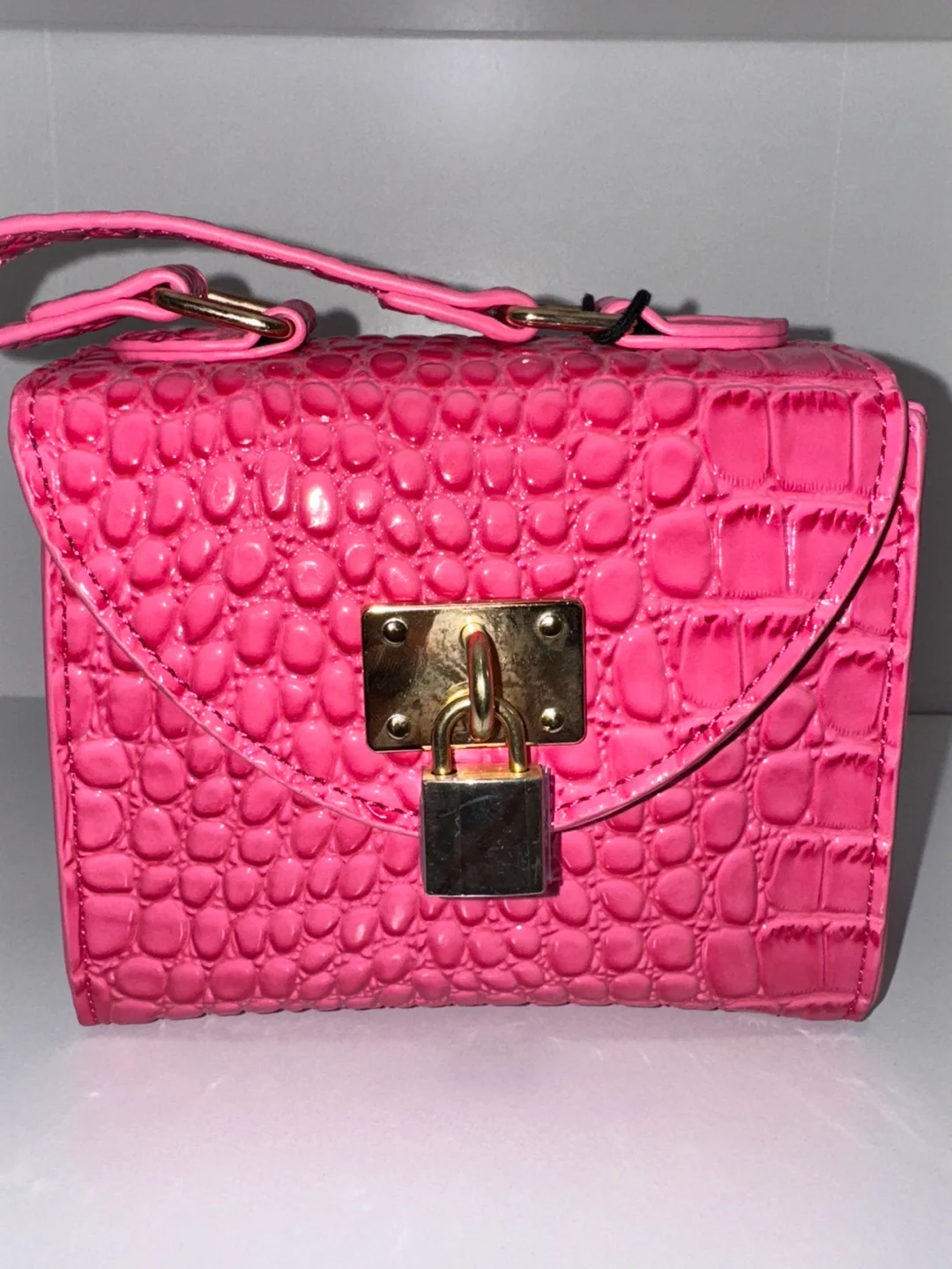 Pink Croc-Embossed Mini Handbag image indicator(3)