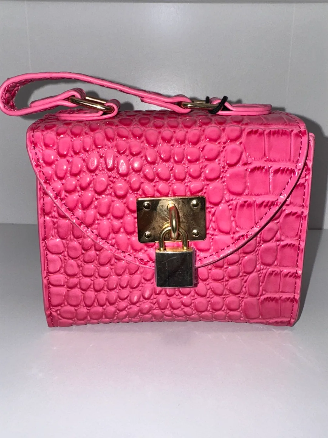 Pink Croc-Embossed Mini Handbag image indicator(2)