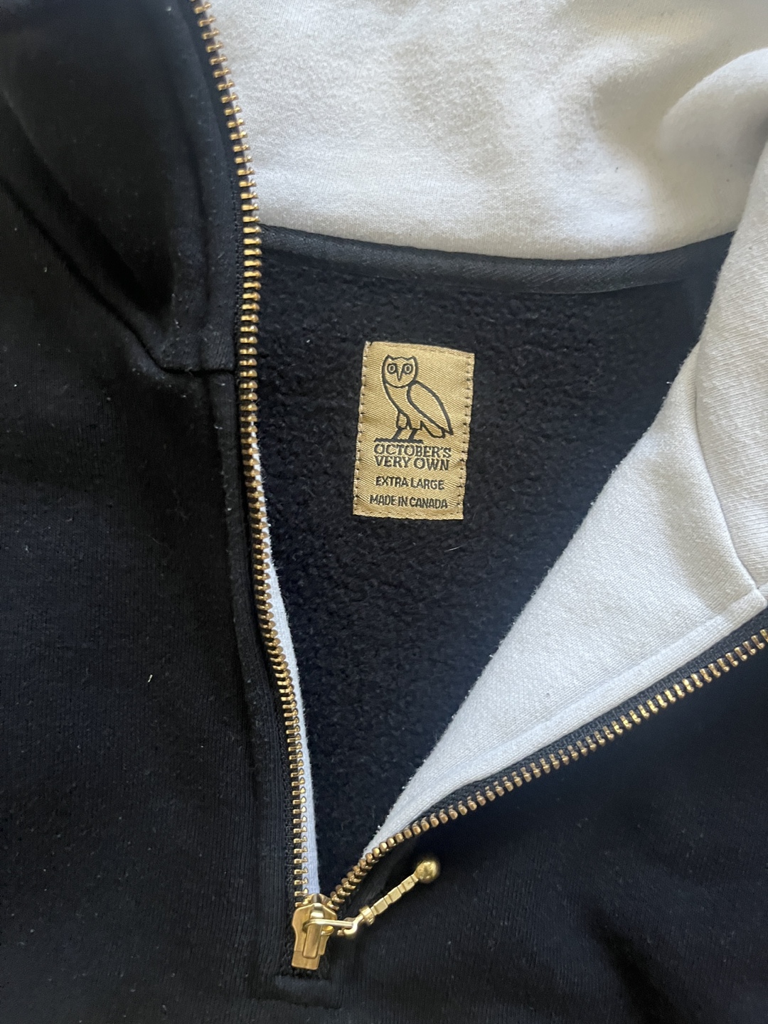 OVO Black 1/4 Zip Fleece Sweatshirt - Size Extra Large - photo 2