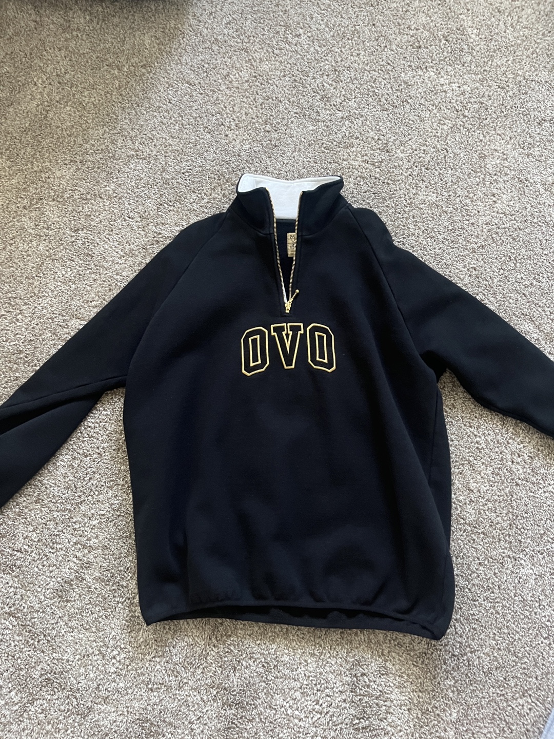 OVO Black 1/4 Zip Fleece Sweatshirt - Size Extra Large