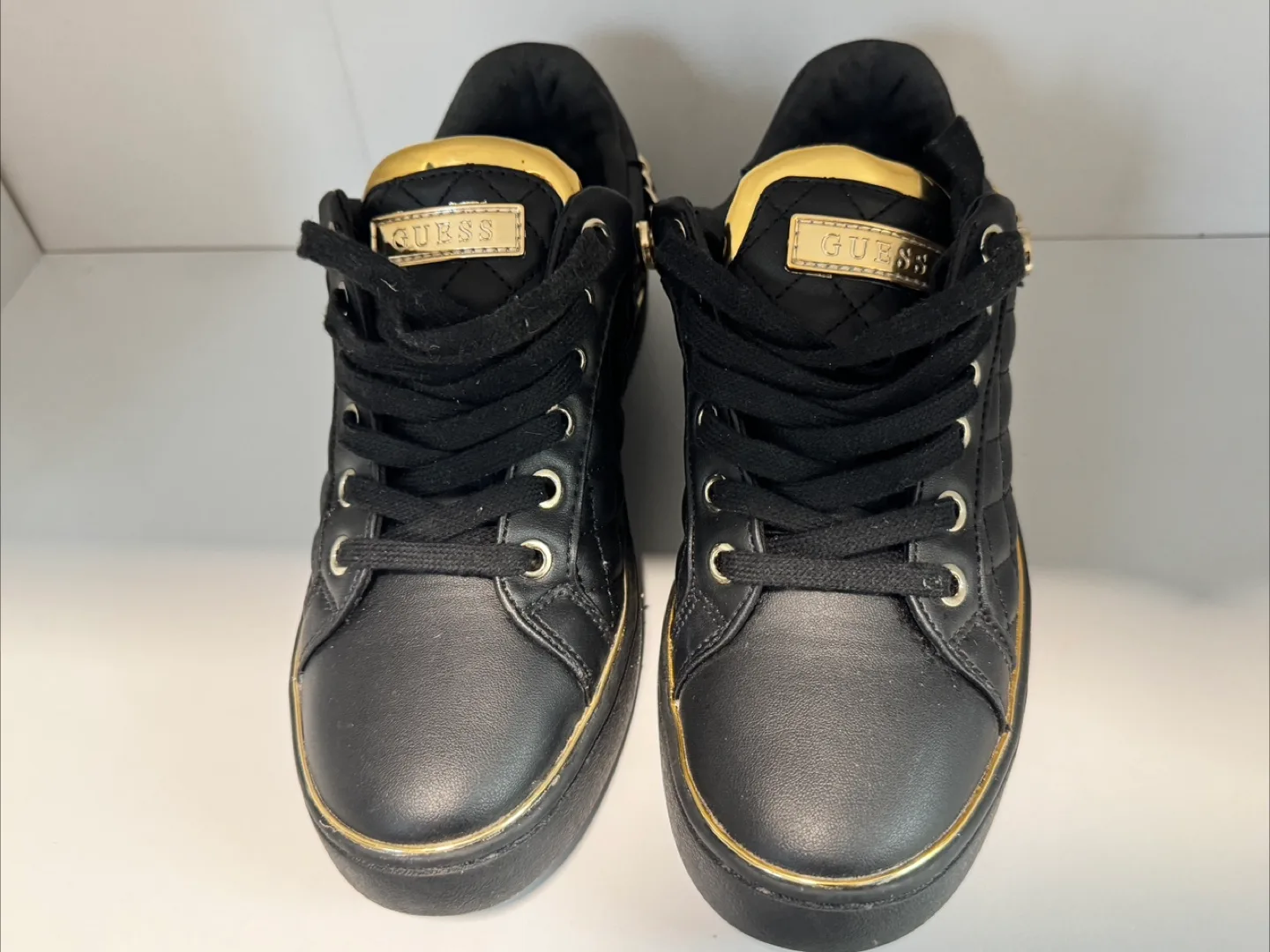 GUESS Black and Gold Women's Sneakers, Size 7.5 image indicator(2)