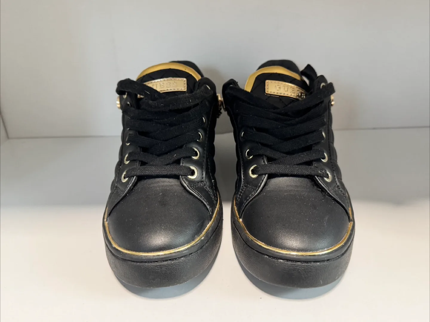 GUESS Black and Gold Women's Sneakers, Size 7.5 image indicator(3)