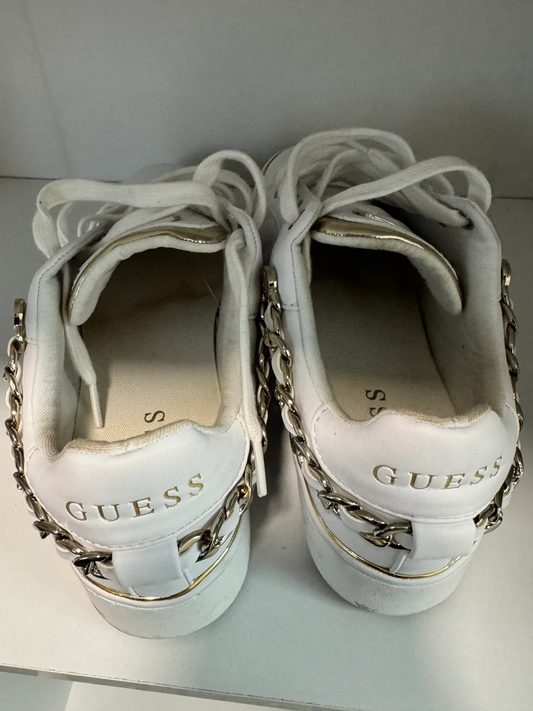 Guess Women's White Quilted Sneakers Size 7.5 image indicator(2)
