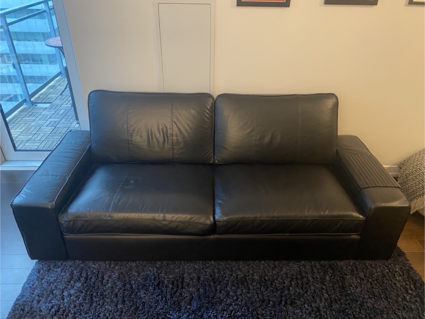 IKEA Black Leather Sofa - photo 3