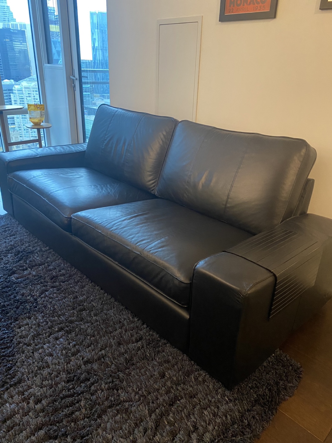 IKEA Black Leather Sofa - photo 2