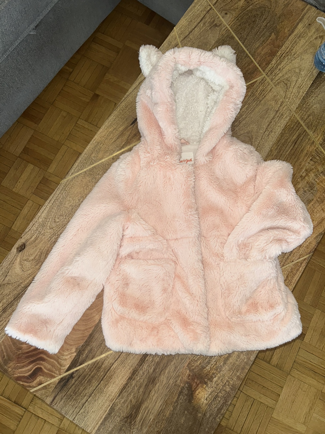 Cat & Jack Girls Pink Fuzzy Hooded Jacket Size 6M - photo 4