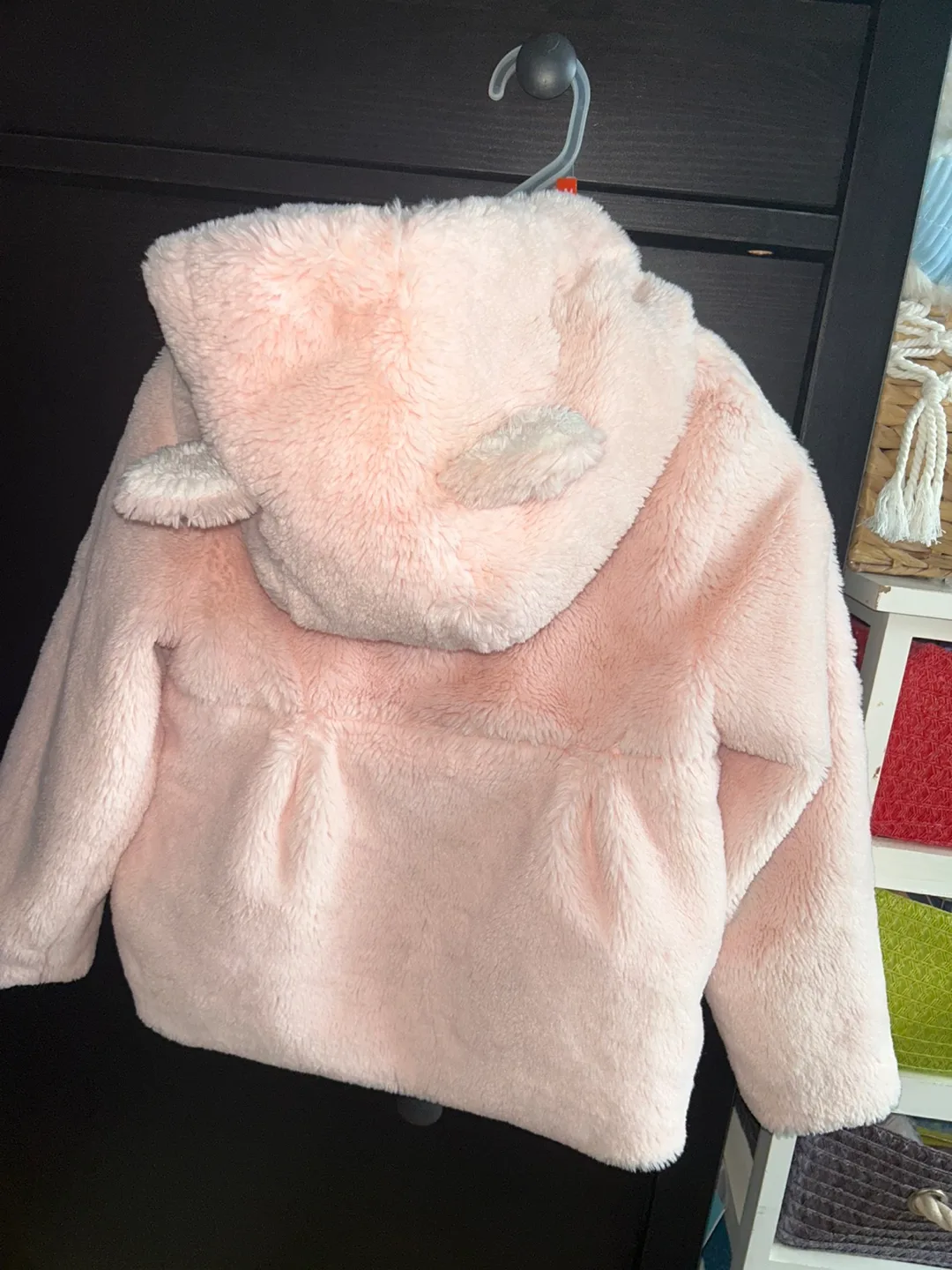 Cat & Jack Girls Pink Fuzzy Hooded Jacket Size 6M thumbnail