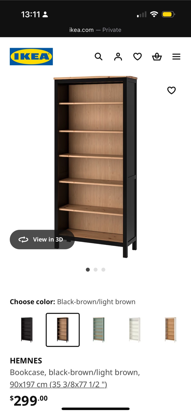 IKEA HEMNES Bookcase - Black-Brown/Light Brown