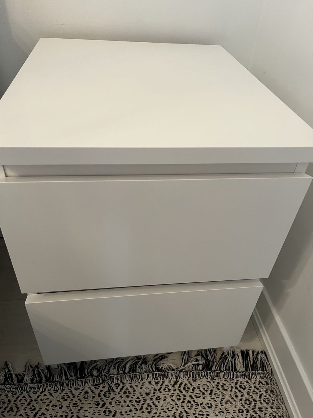 White Two-Drawer Nightstand