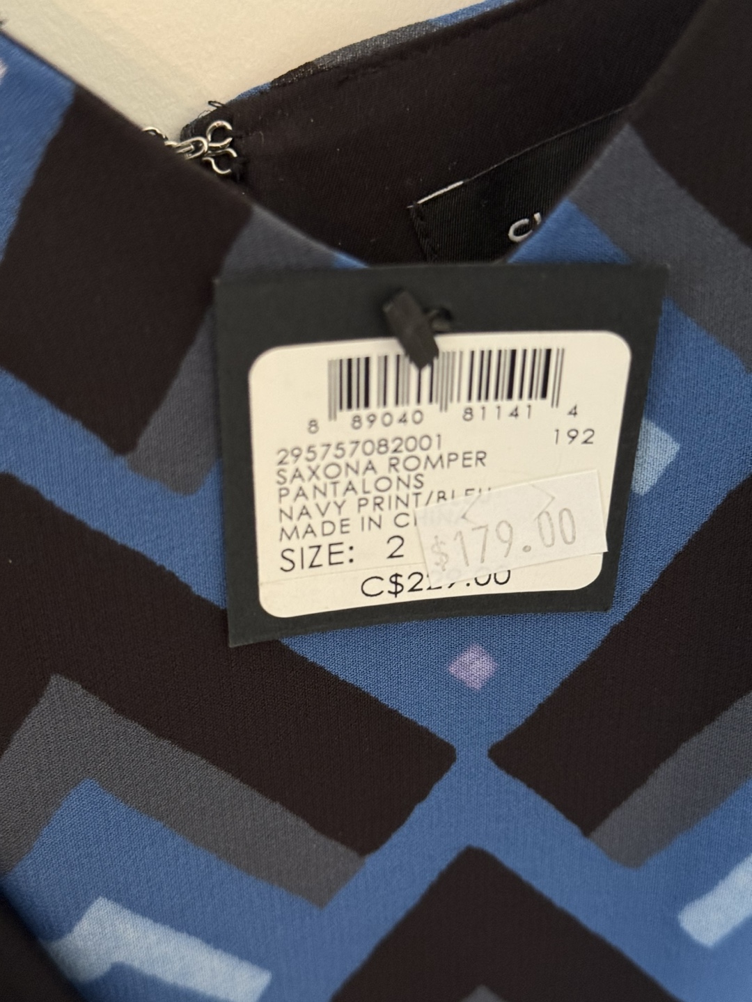 Club Monaco Saxona Romper, Size 2, Navy Print - photo 4