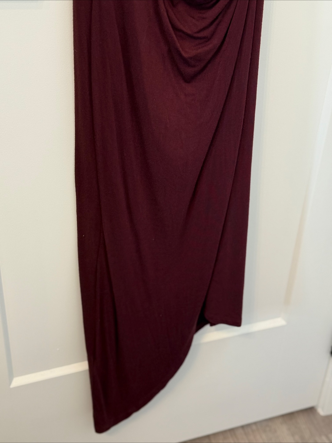 Burgundy Knit Asymmetrical Midi Dress - photo 3