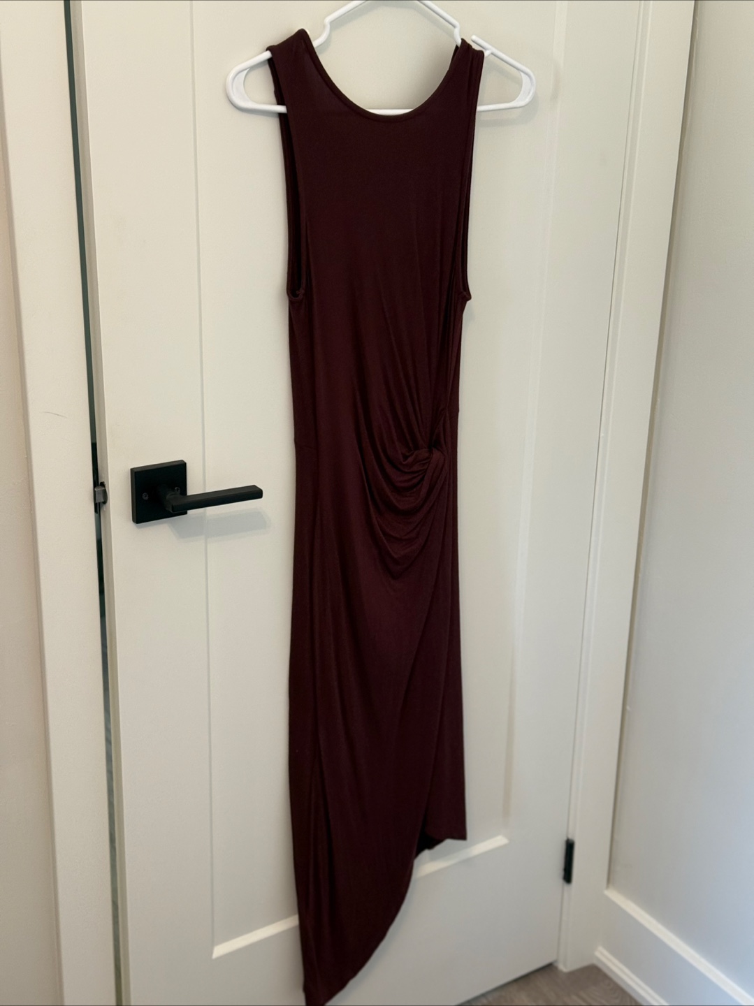 Burgundy Knit Asymmetrical Midi Dress