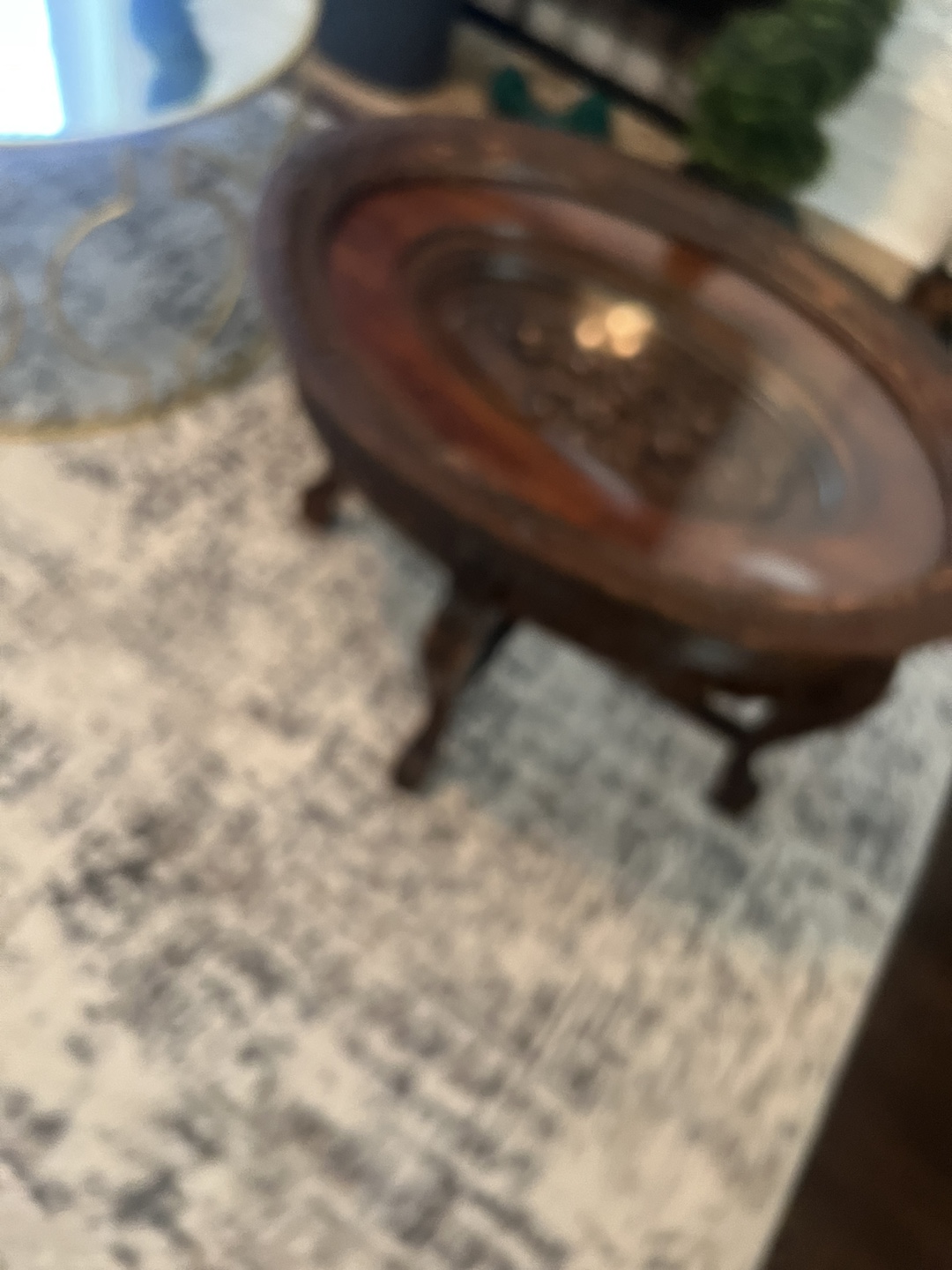 Ornate Wooden Coffee Table with Glass Top - photo 5