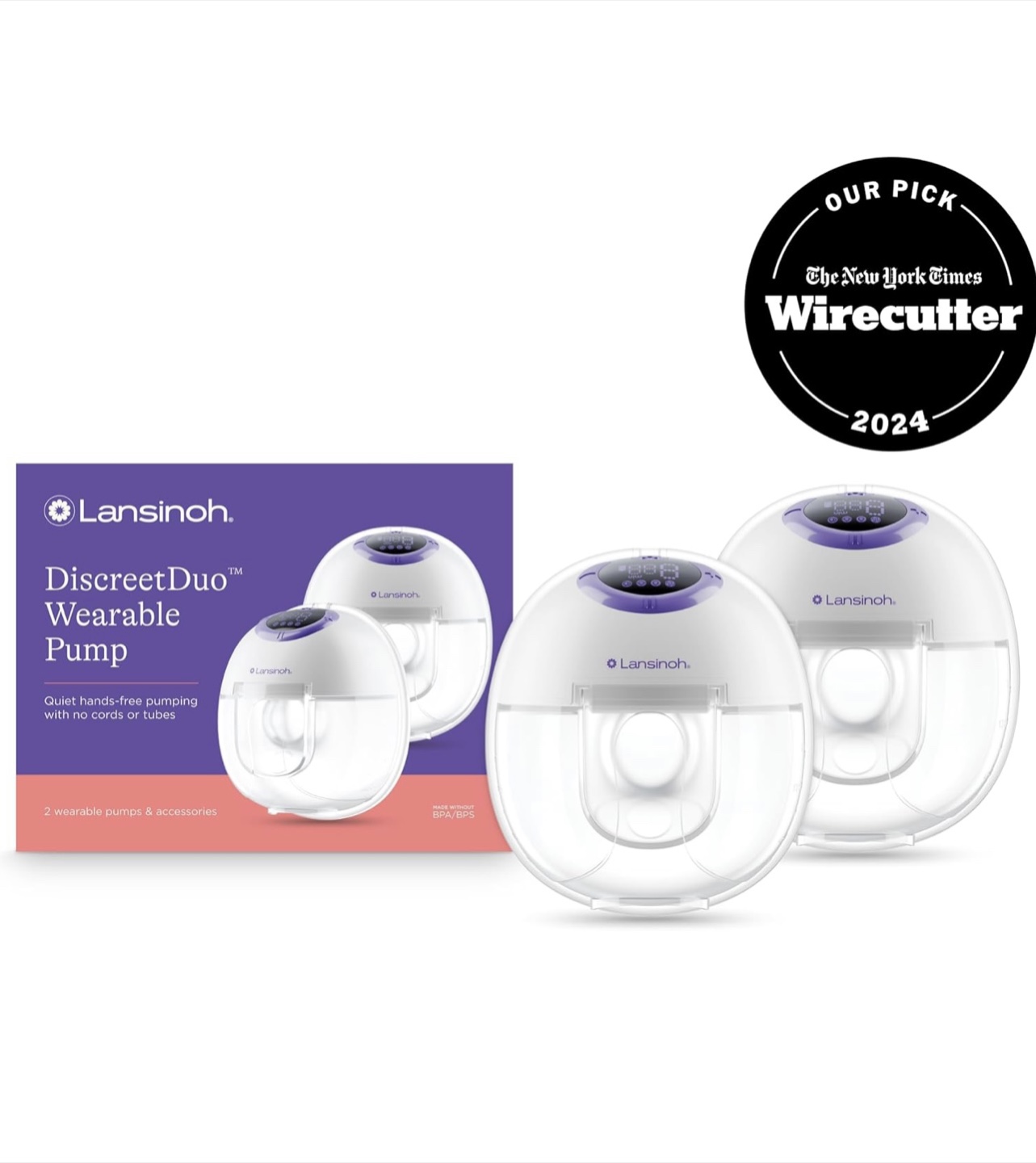 Lansinoh Discreet Duo Wearable Breast Pump - Double Pack - photo 4