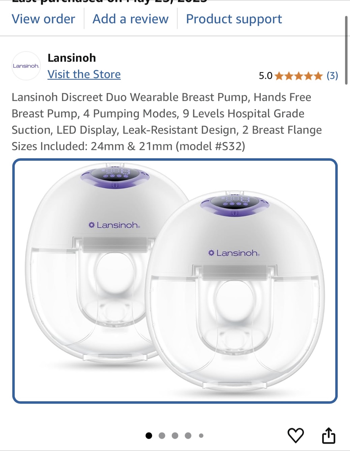 Lansinoh Discreet Duo Wearable Breast Pump - Double Pack