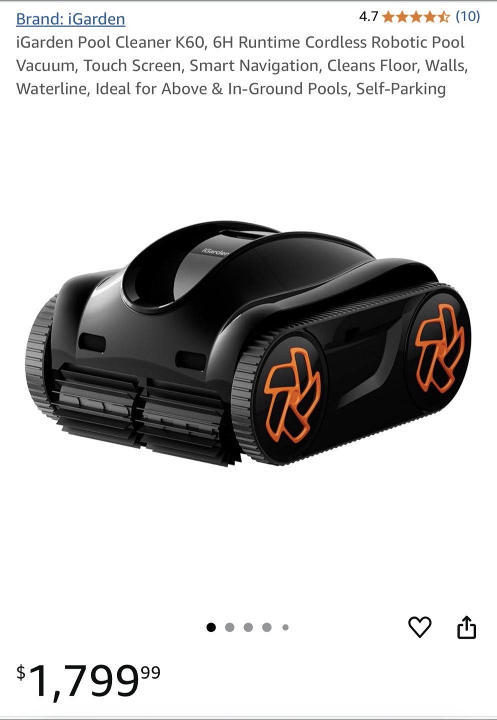 Robotic Pool Cleaner iGarden K60 Robotic Pool Cleaner - photo 2