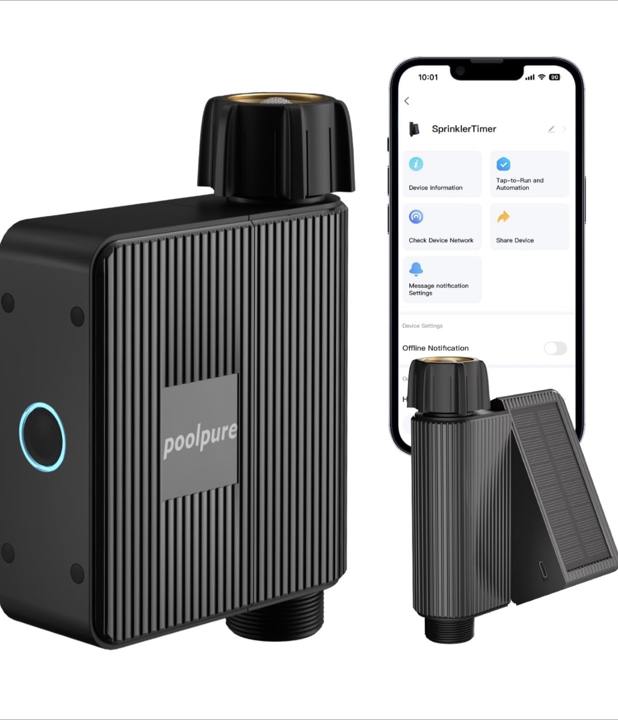 POOLPURE Smart WiFi Sprinkler Timer - Solar & USB Charging - photo 2