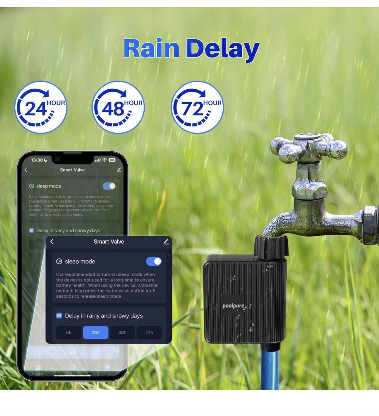 POOLPURE Smart WiFi Sprinkler Timer - Solar & USB Charging - photo 5