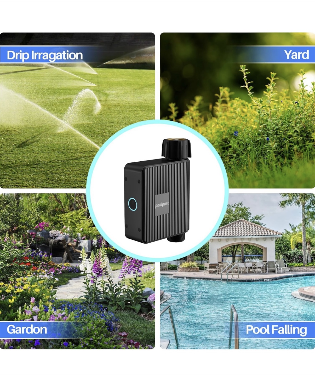 POOLPURE Smart WiFi Sprinkler Timer - Solar & USB Charging - photo 4