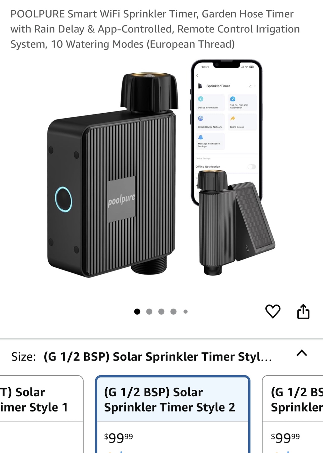 POOLPURE Smart WiFi Sprinkler Timer - Solar & USB Charging