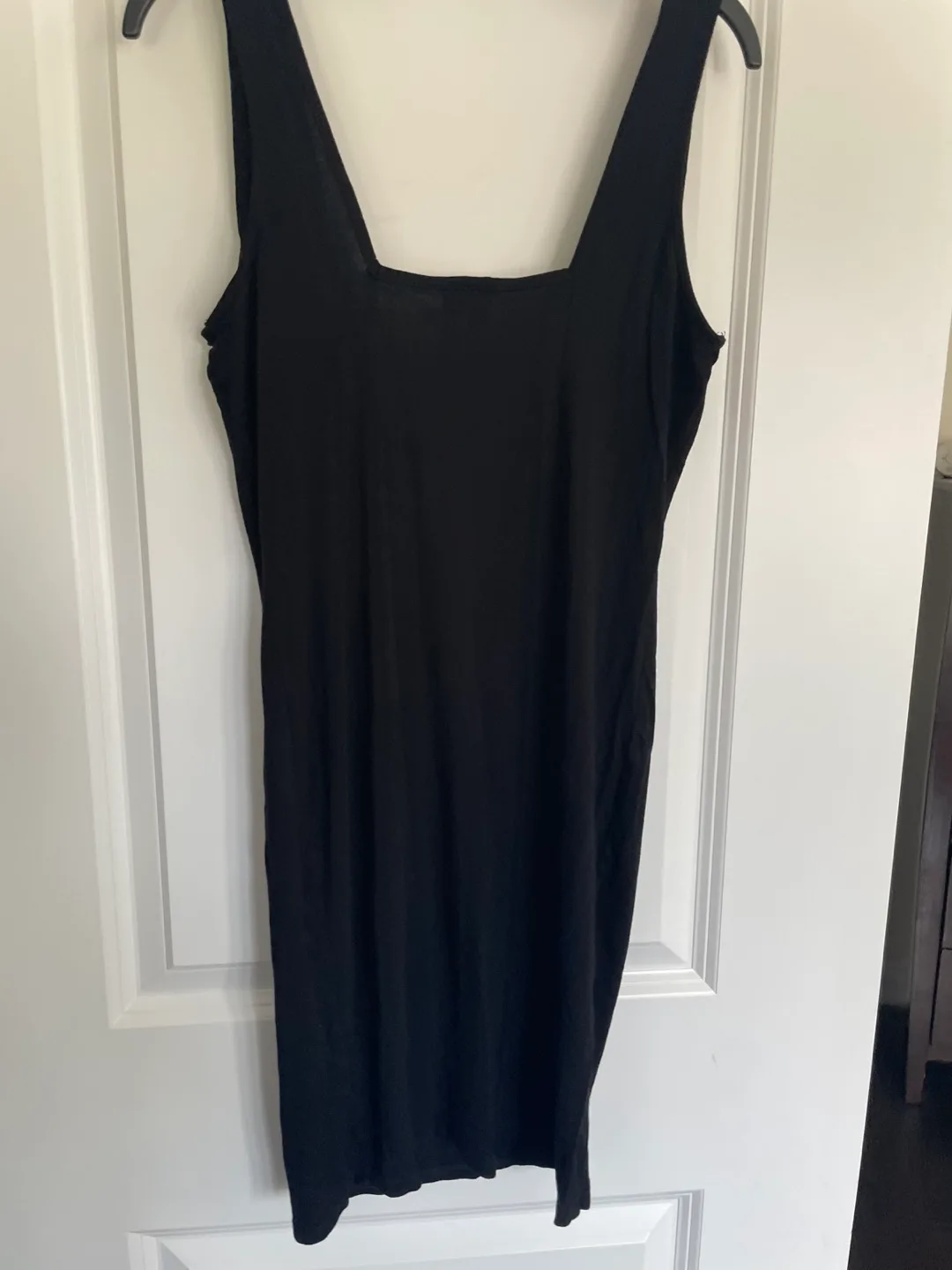Black square neck mini dress thumbnail