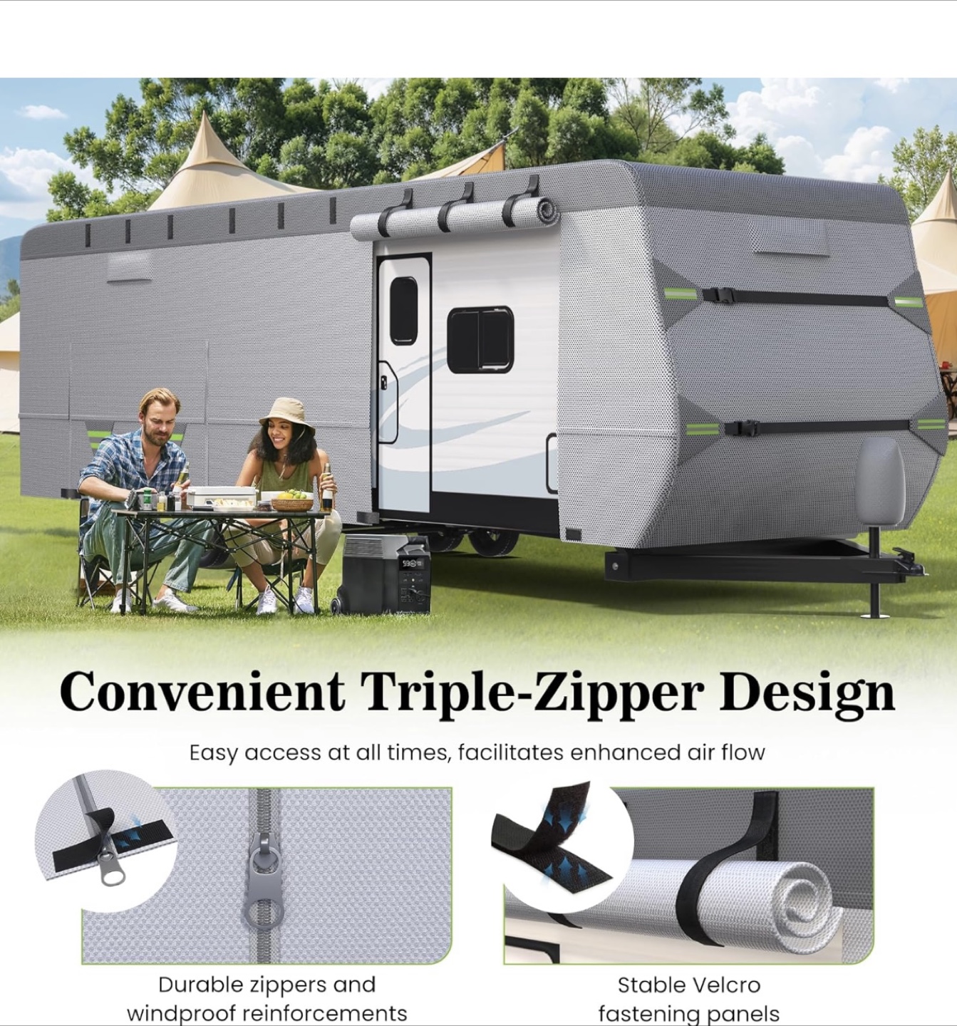 ACTFLAME 7-Layer RV Cover, 27-30ft Travel Trailer Cover - photo 5