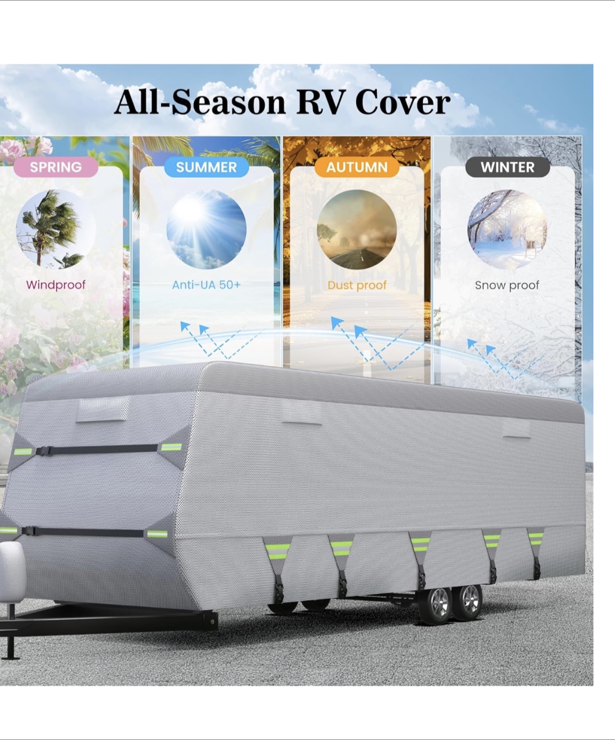 ACTFLAME 7-Layer RV Cover, 27-30ft Travel Trailer Cover - photo 4