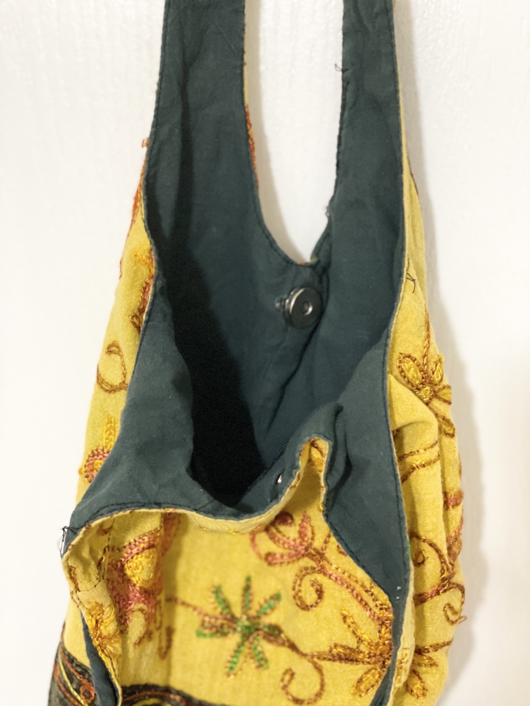 Embroidered Mustard Yellow Shoulder Bag - photo 3