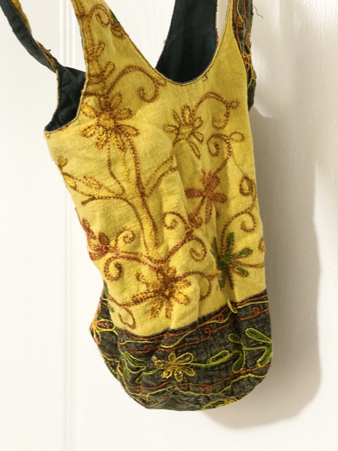Embroidered Mustard Yellow Shoulder Bag - photo 4