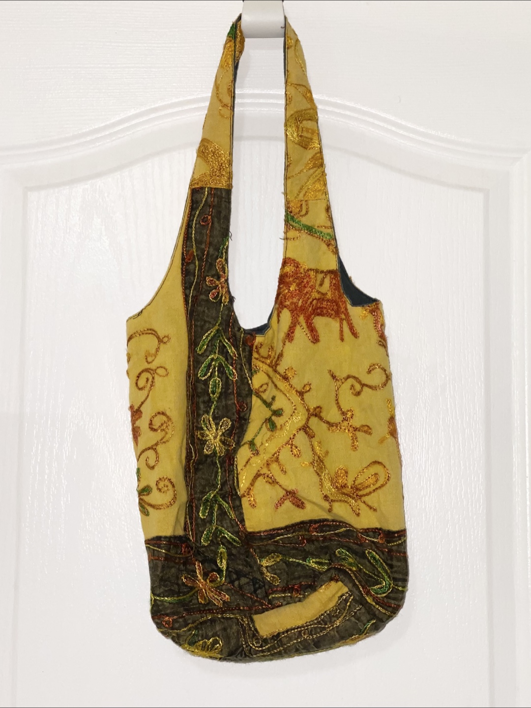 Embroidered Mustard Yellow Shoulder Bag