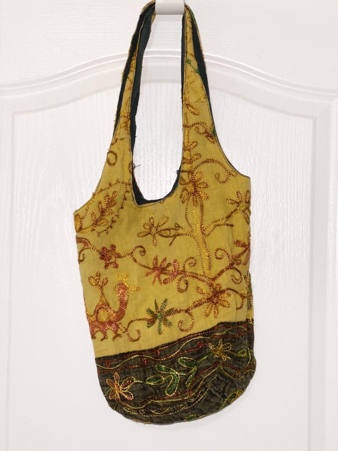 Embroidered Mustard Yellow Shoulder Bag - photo 2