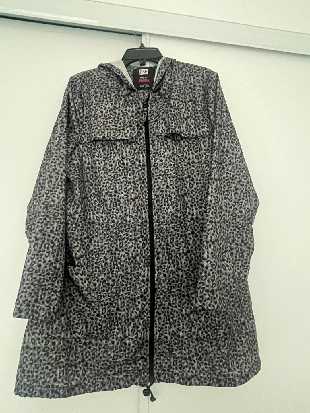 F&F Pac-A-Parka Leopard Print Jacket - Size Large thumbnail