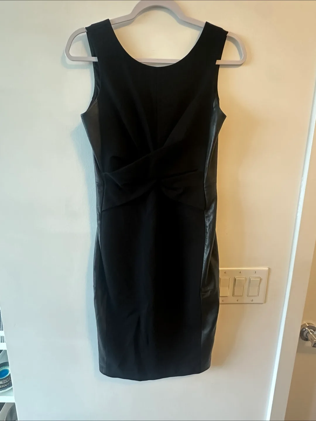 Black Leather and Jersey Dress thumbnail