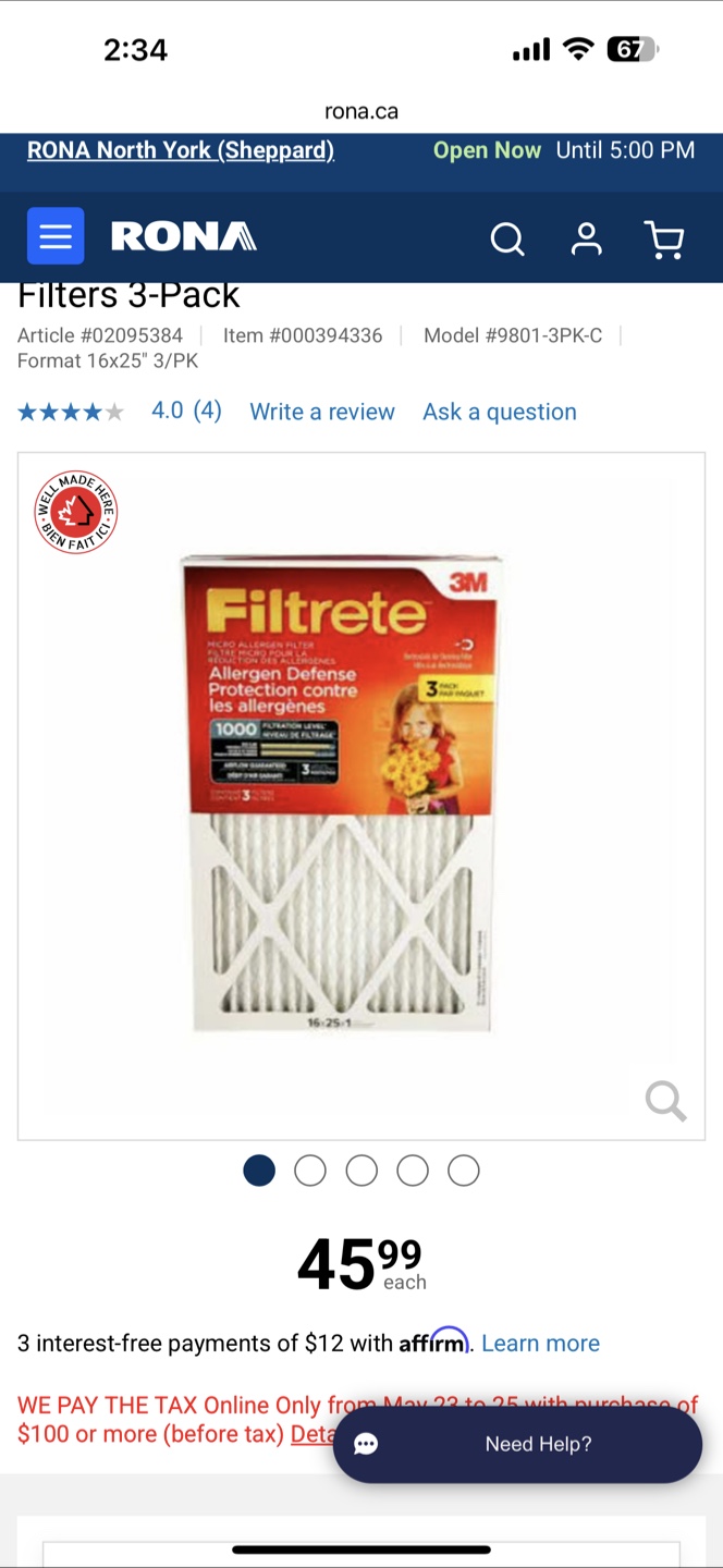 3M Filtrete 16x25x1 Allergen Defence Air Filters - photo 2