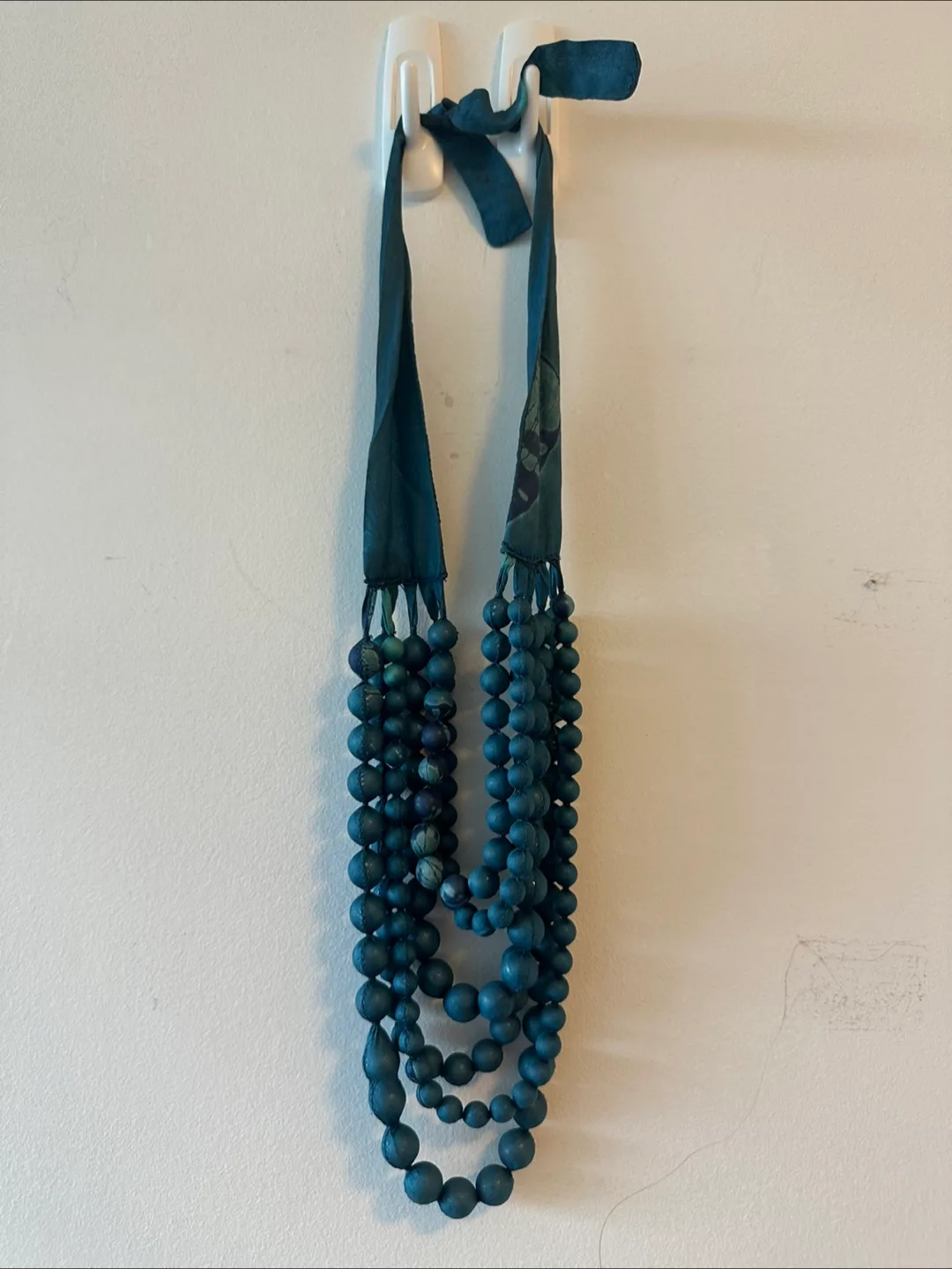 Teal Fabric Bead Necklace thumbnail