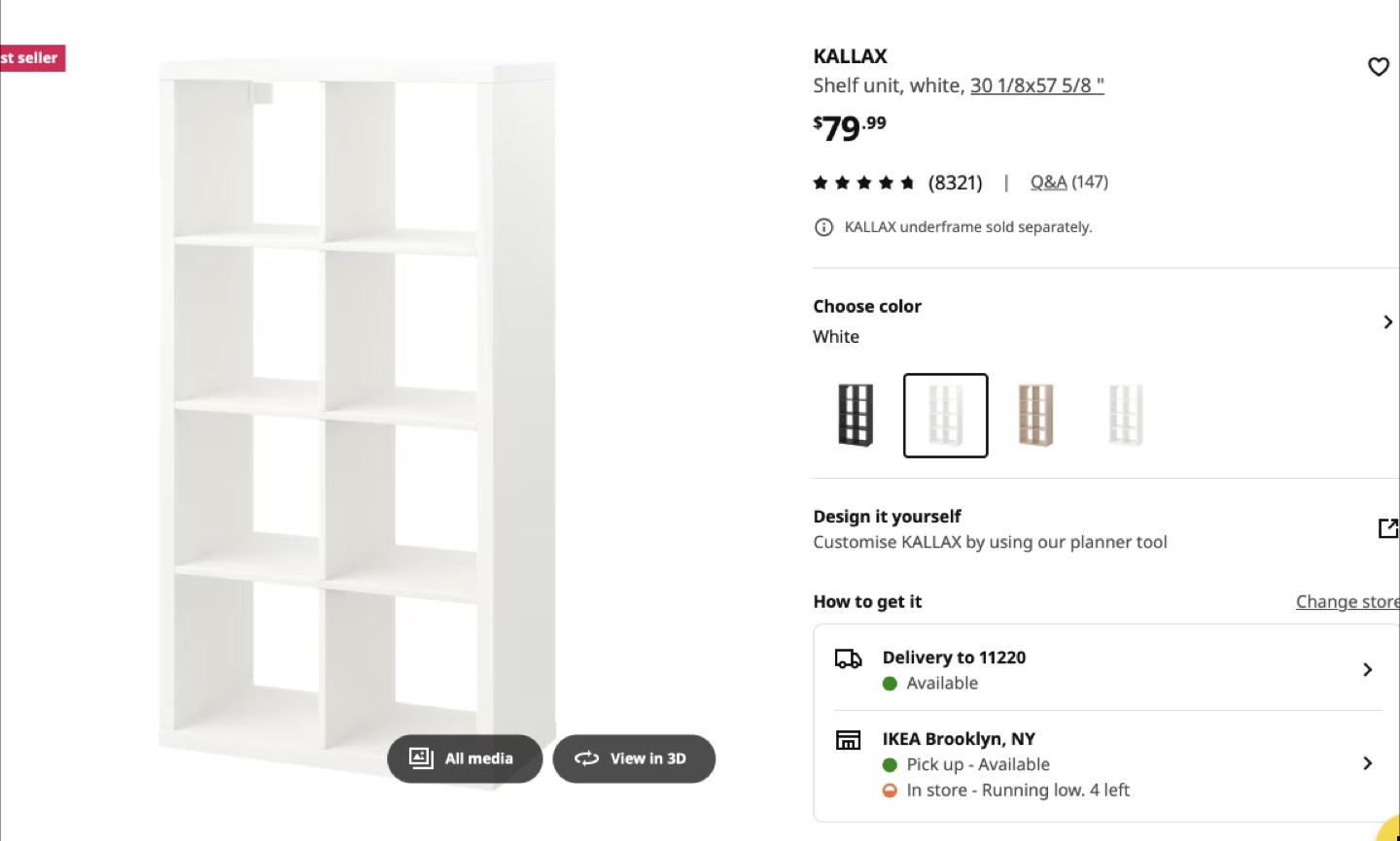 IKEA Kallax Shelving Unit - White - photo 3