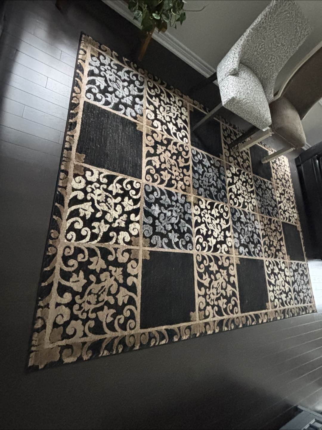 Elegant Black and Beige Area Rug