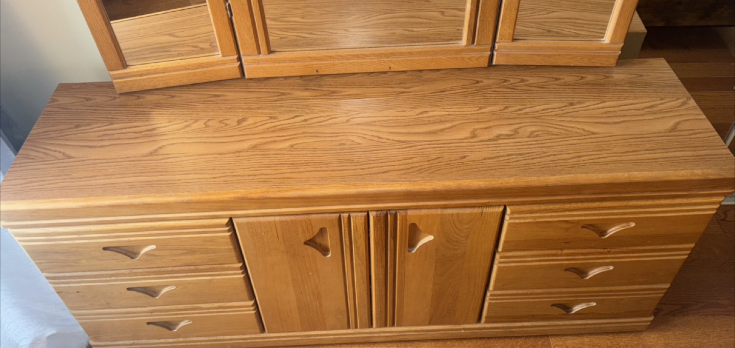 Oak Vanity Set with Tri-fold Mirror - photo 5
