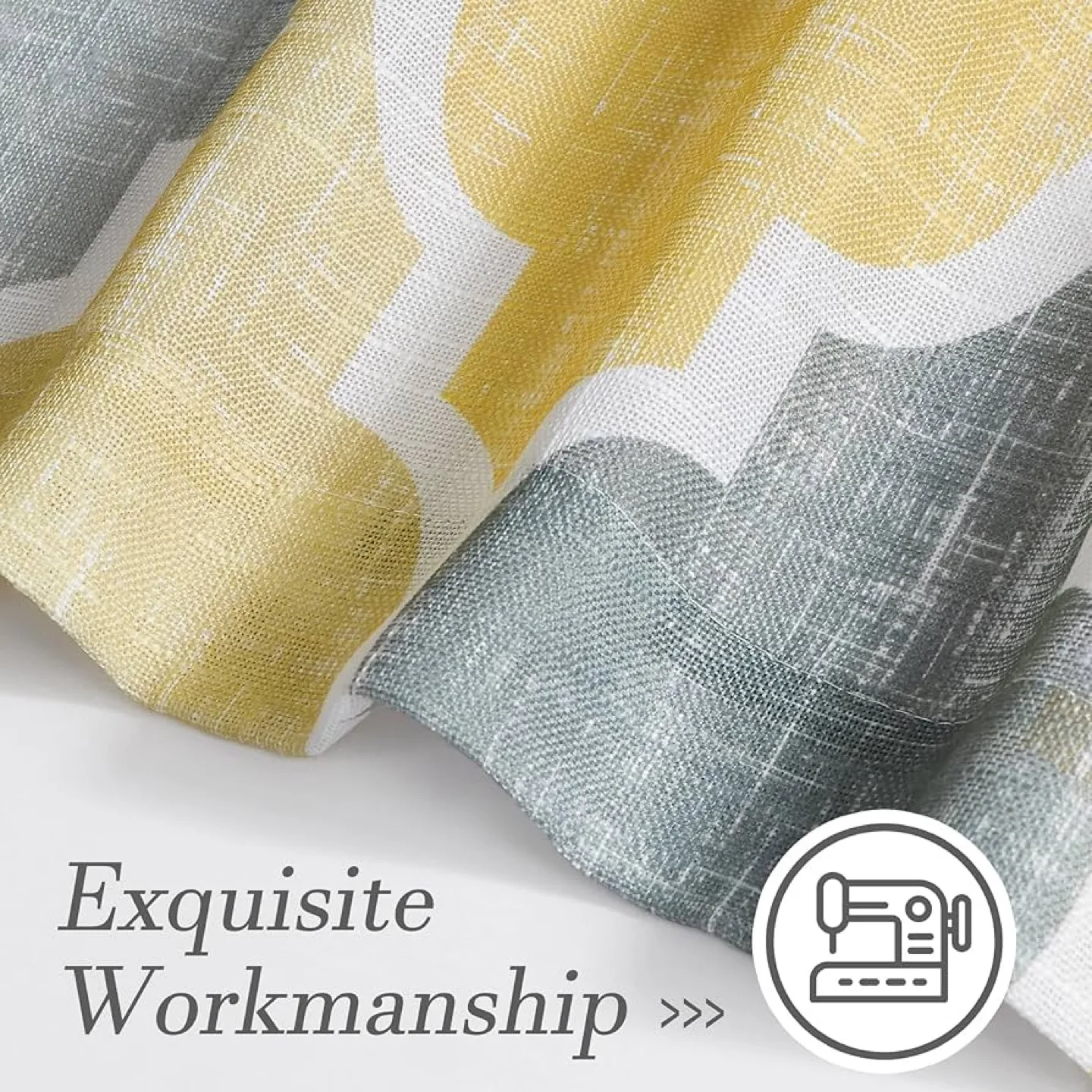 New Moroccan Tile Print 84 x 50 Linen Semi Sheer Curtain image indicator(9)