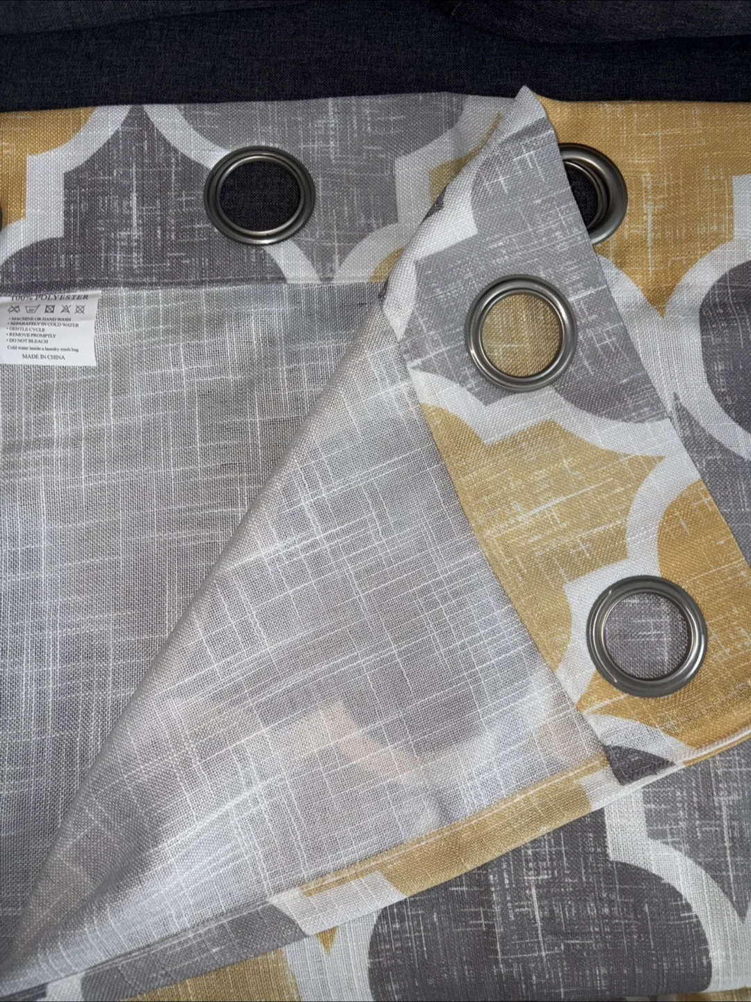 New Moroccan Tile Print 84 x 50 Linen Semi Sheer Curtain image indicator(2)