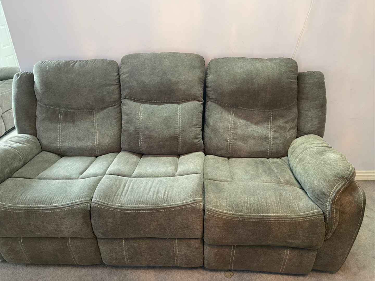 Gray Reclining Sofa with Cup Holders - photo 3