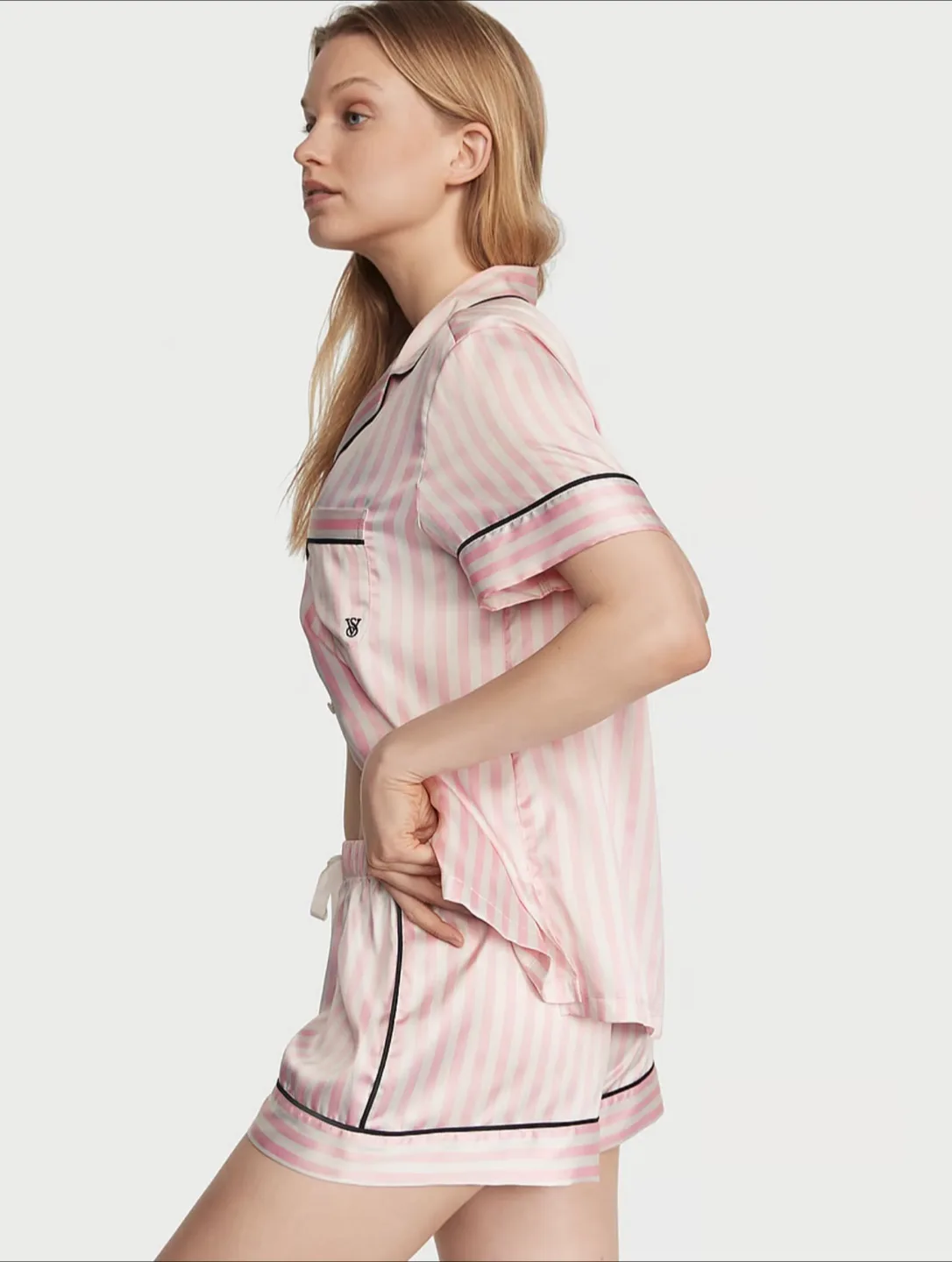 Victoria's Secret Pink Striped Satin Pajama Set image indicator(4)