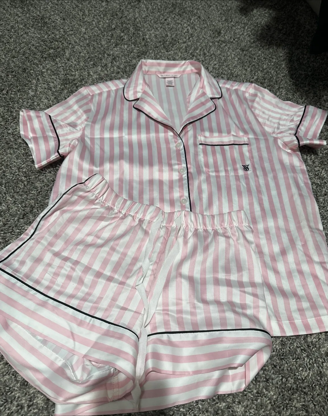 Victoria's Secret Pink Striped Satin Pajama Set image indicator(7)