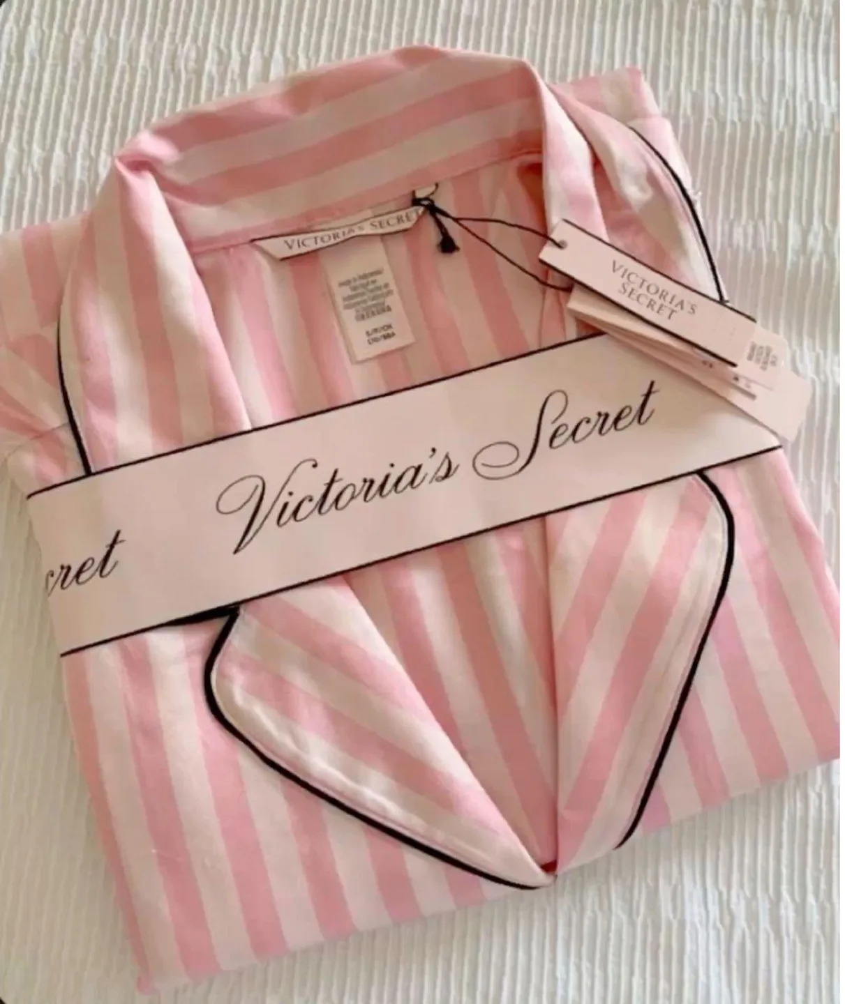 Victoria's Secret Pink Striped Satin Pajama Set image indicator(5)