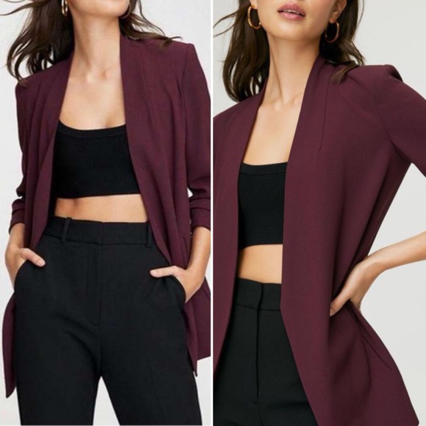 Babaton Burgundy Open-Front Power Blazer - Size 0 - photo 4
