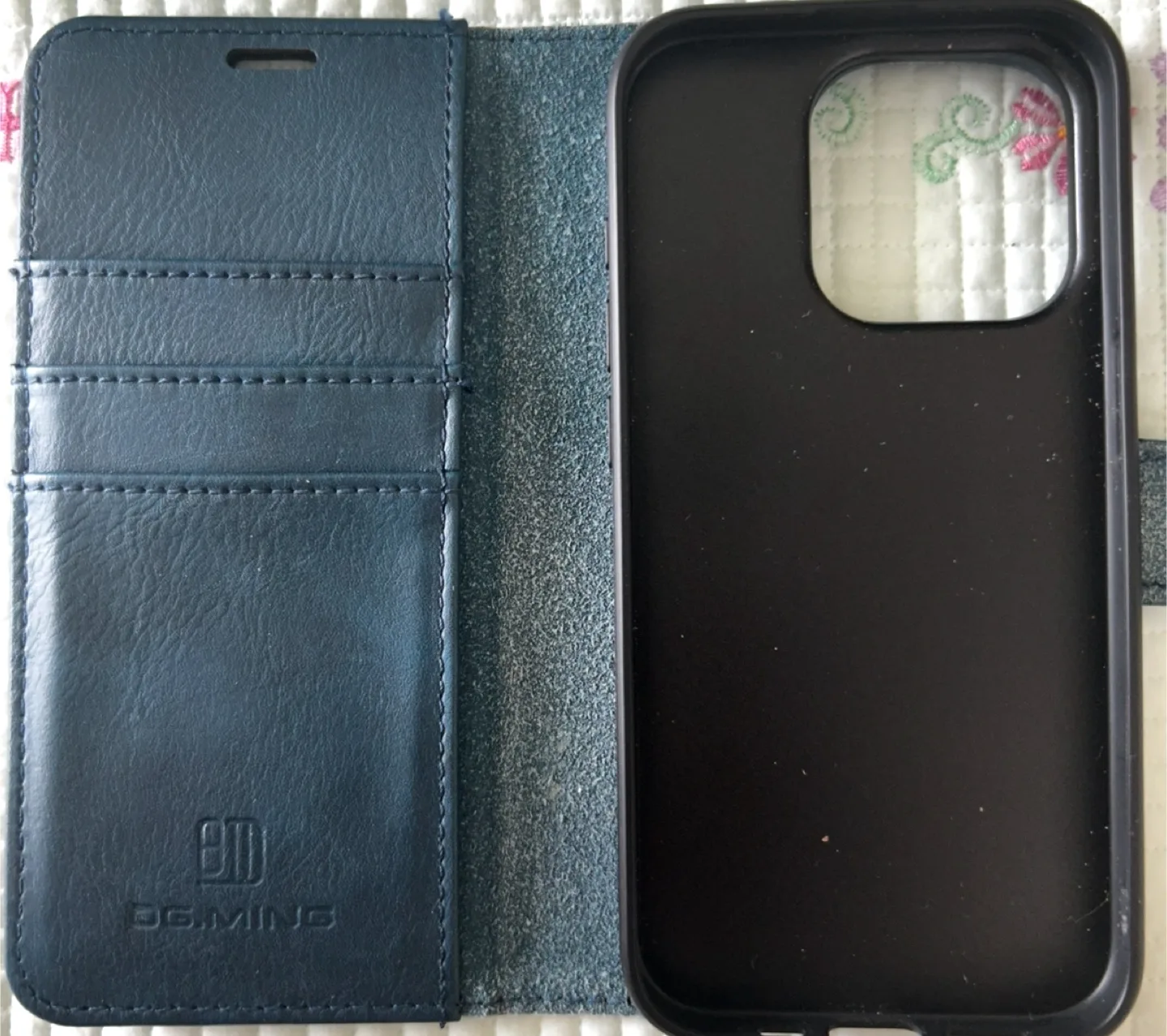 DG.MING iPhone 15 Pro Max Wallet Case - Dark Blue image indicator(3)