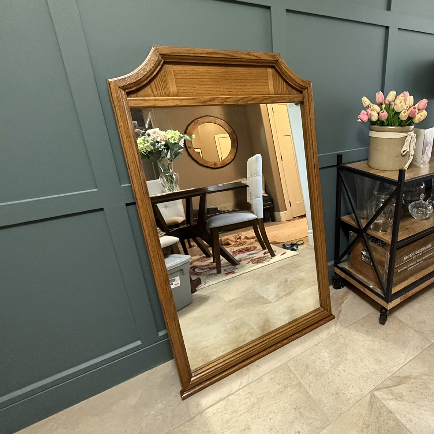 Large Oak Framed Mirror - photo 2