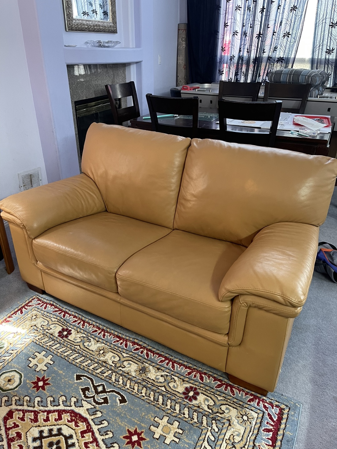 Tan Leather Sofa and Loveseat Set - photo 2